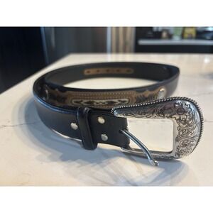 Nocona N2476001 Men's Southwestern Leather Belt w/ Inlaid Weaving Sz46 ~ EUC